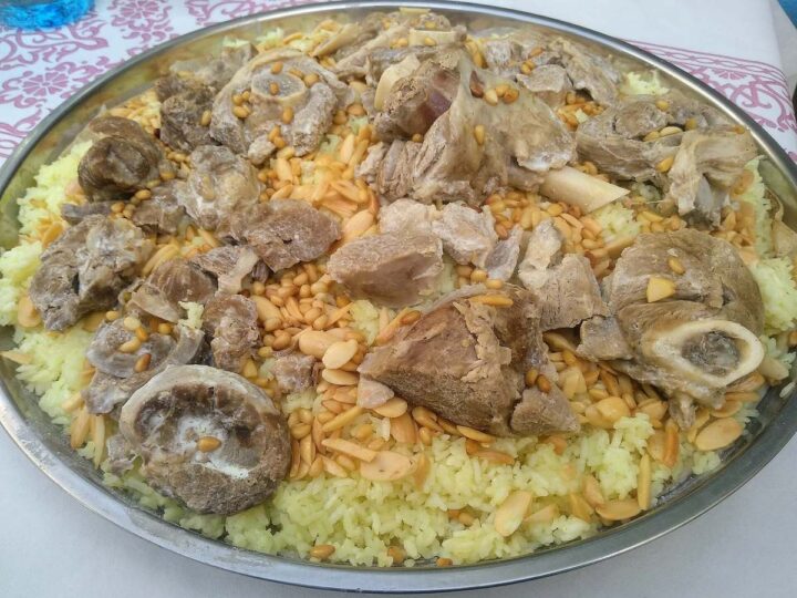 A tray of mansaf, Jordan's national dish