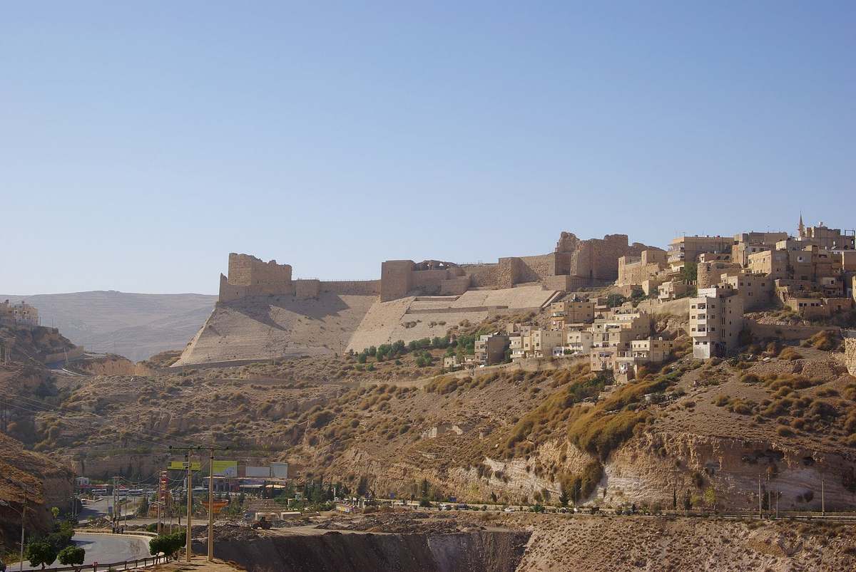 Stone walls of Kerak Castle