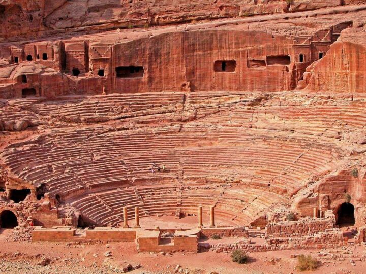 The Nabataean theatre carved into rock at Petra